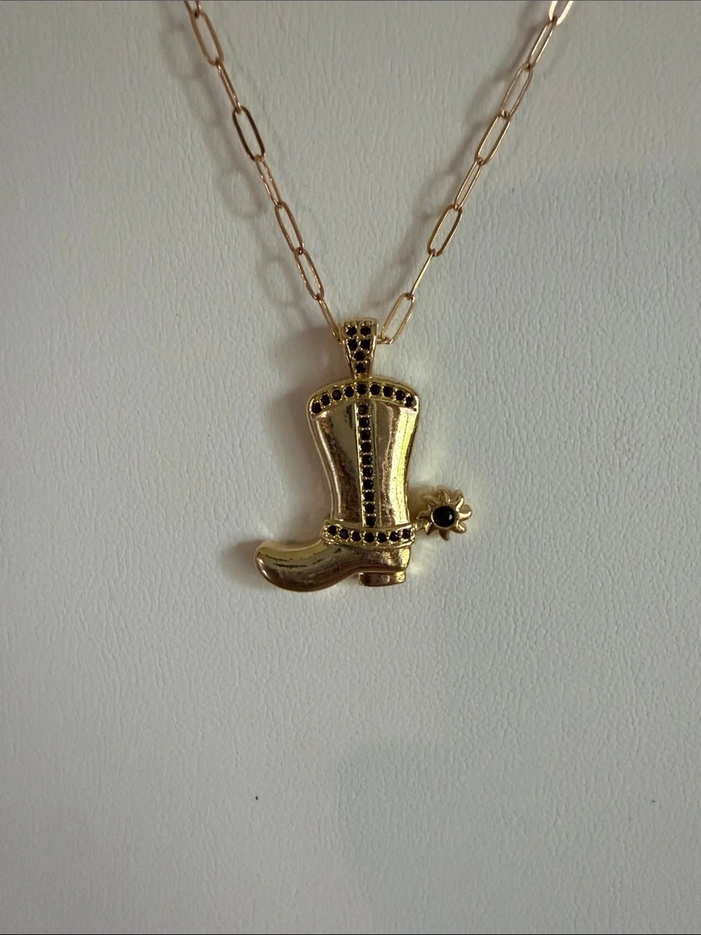 Gold Cowboy Boot Pendant Necklace - Women's Jewelry